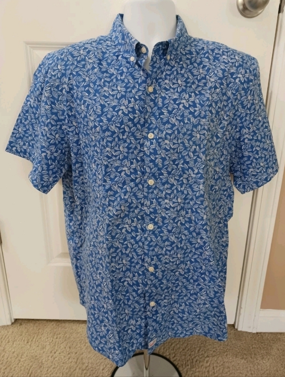 Vineyard Vines Men's Slimfit Large Blue Murray Short-Sleeve Hawaiian Shirt